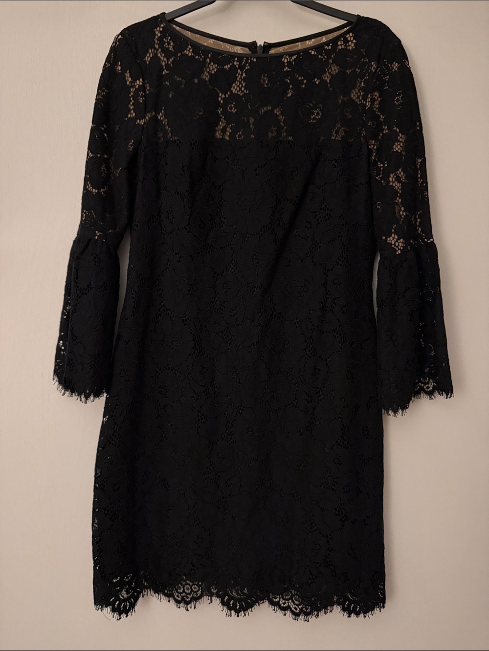 Lauren Ralph Lauren Black Lace Long-Sleeve Shift Dress